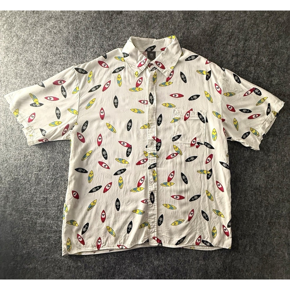 Fortnite Epic Games Button Up Shirt Mens Large Surfboard Print Hawaiian AOP